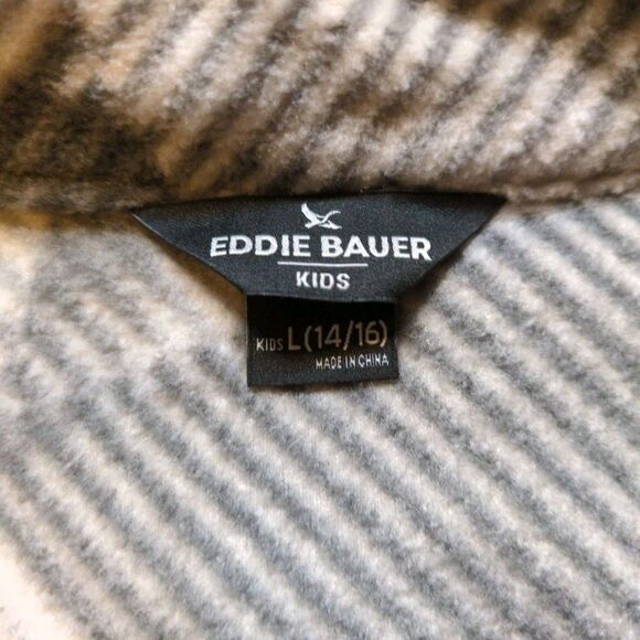 Eddie Bauer Kids Lone Peak Gray White Fleece Jacket Boys Large 14/16 Geometric - Picture 5 of 9